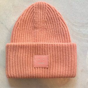Acne Studios Pansy Face Patch Rib Wool Beanie